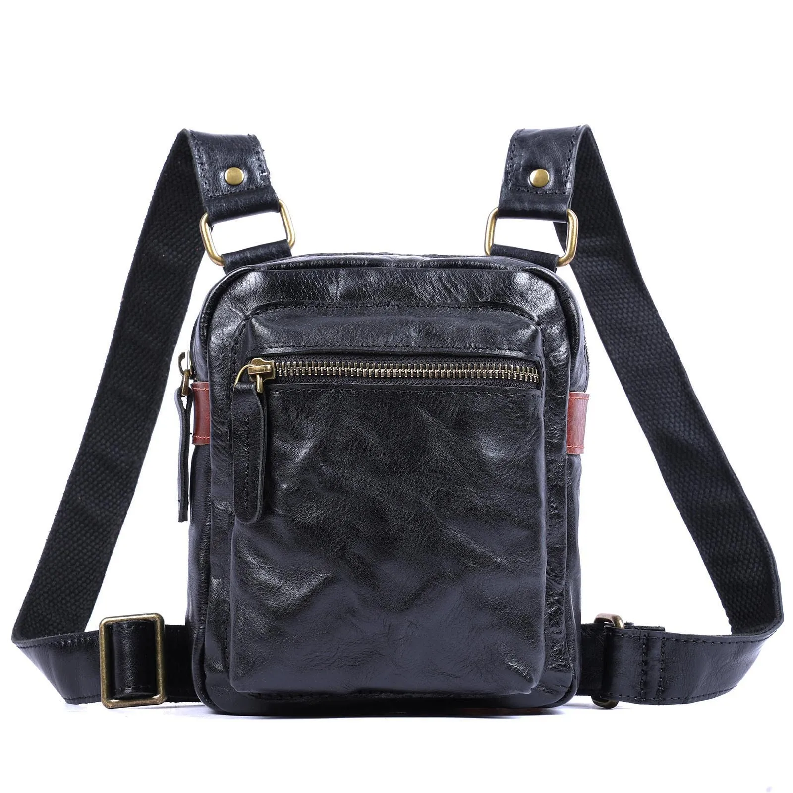 outdoor daily luxury high-quality genuine leather men's small shoulder bag Casual designer handmade cow leather crossbody bag