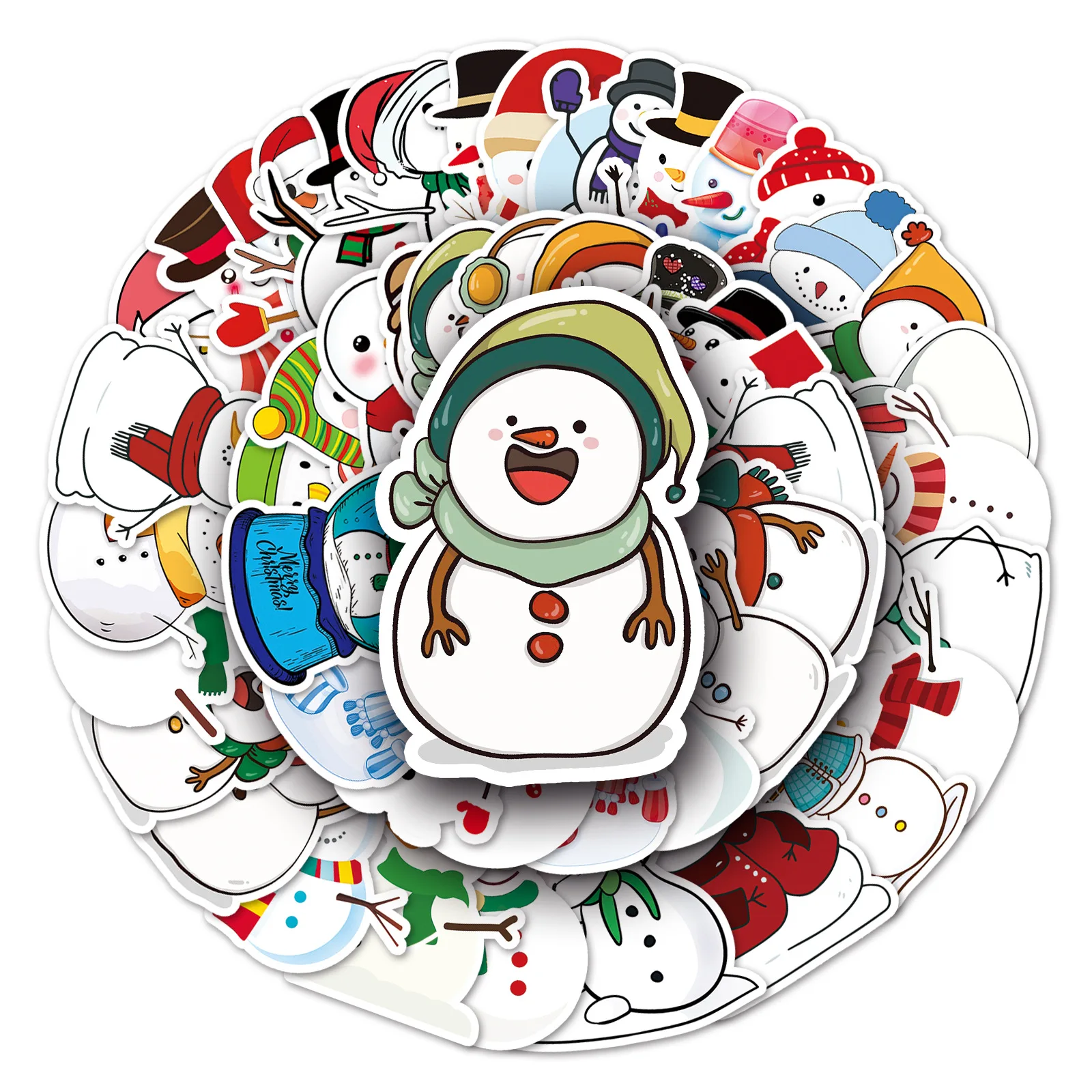 50Pcs Cartoon Snowman Series Graffiti Stickers adatto per caschi per Laptop decorazione Desktop adesivi fai da te giocattoli all'ingrosso