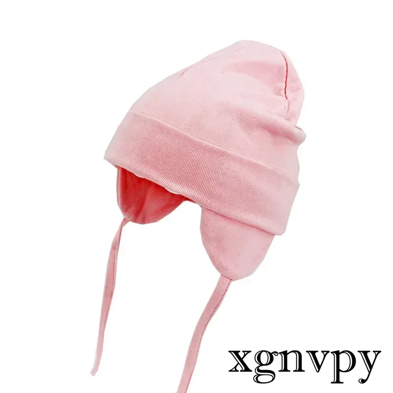 Xgnvpy Autumn Winter Baby Bonnet Hat Solid Color Ear Protection Warm Toddler Beanie Soft Cotton Kids Girls Boys Earflap Cap