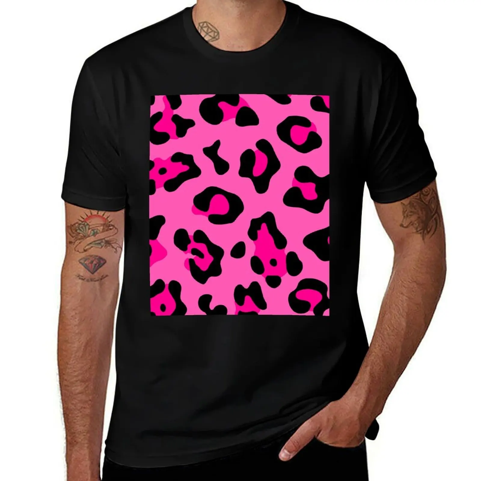 

hot pink leopard print animal cheetah pattern T-Shirt t shirt for man T-Shirt