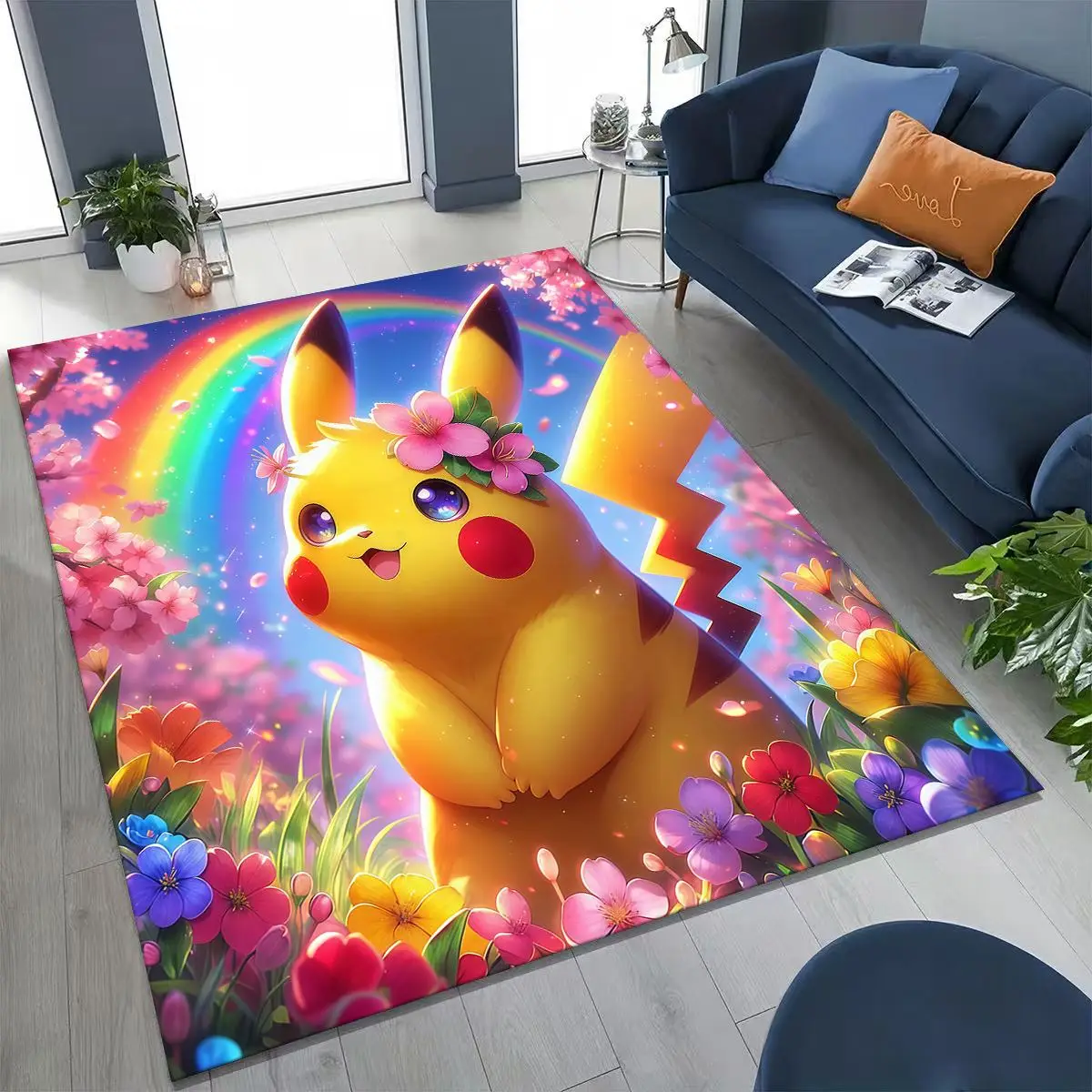 

27 Style Cute Pikachu Pokemon Cartoon Rug for Bedroom Living Room Sofa Home Doormat Decor,Larger Kids Non-slip Floor Mat Gift