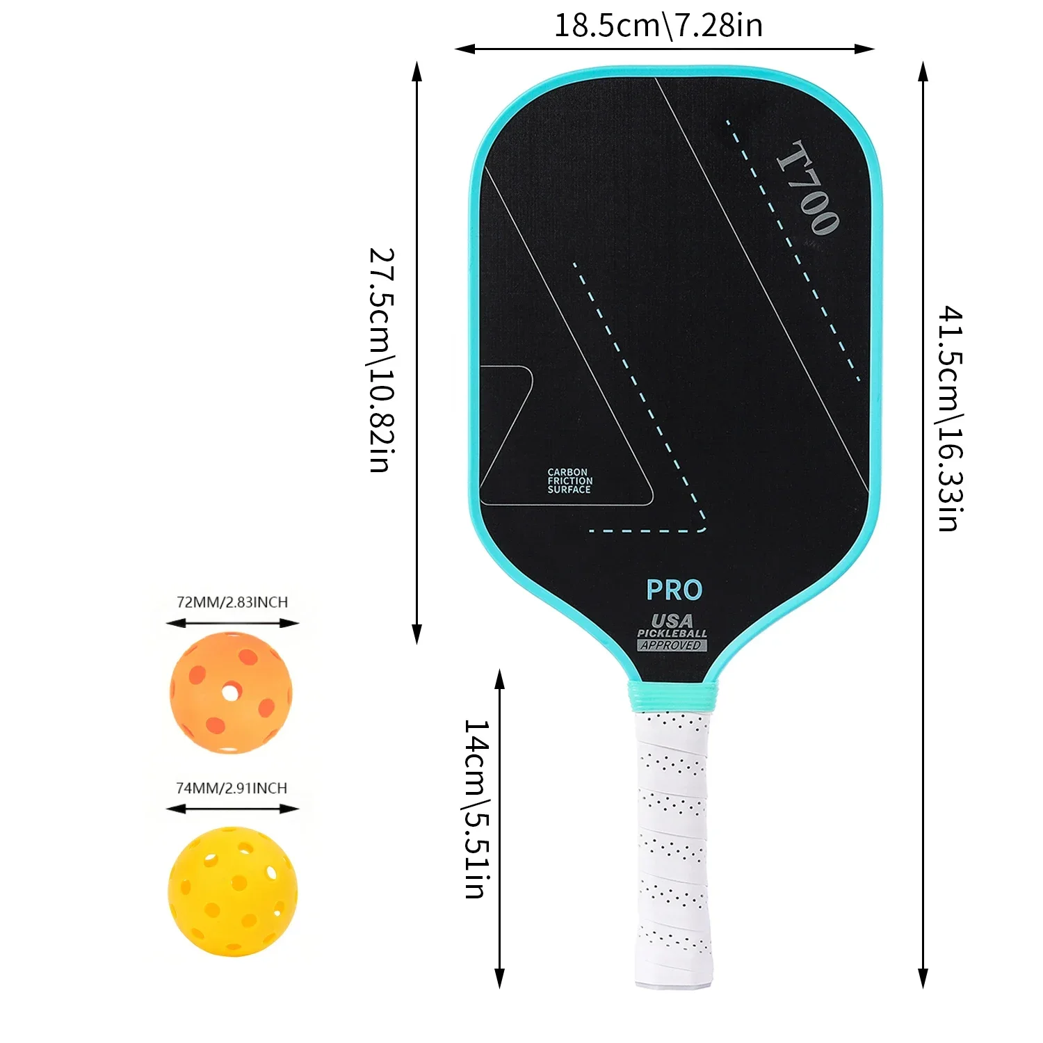 16MM USAPA Approved Toray T700 Pickleball Paddles Balls Set Raw Carbon Fiber Friction Spin Pickleball Bats Outdoor Sports Racket