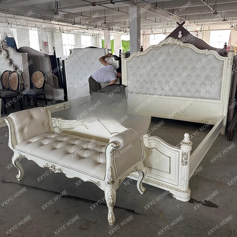 LXLight luxury high-end solid wood bed 1.8 meters master bedroom double, bedroom storage wedding bed customization