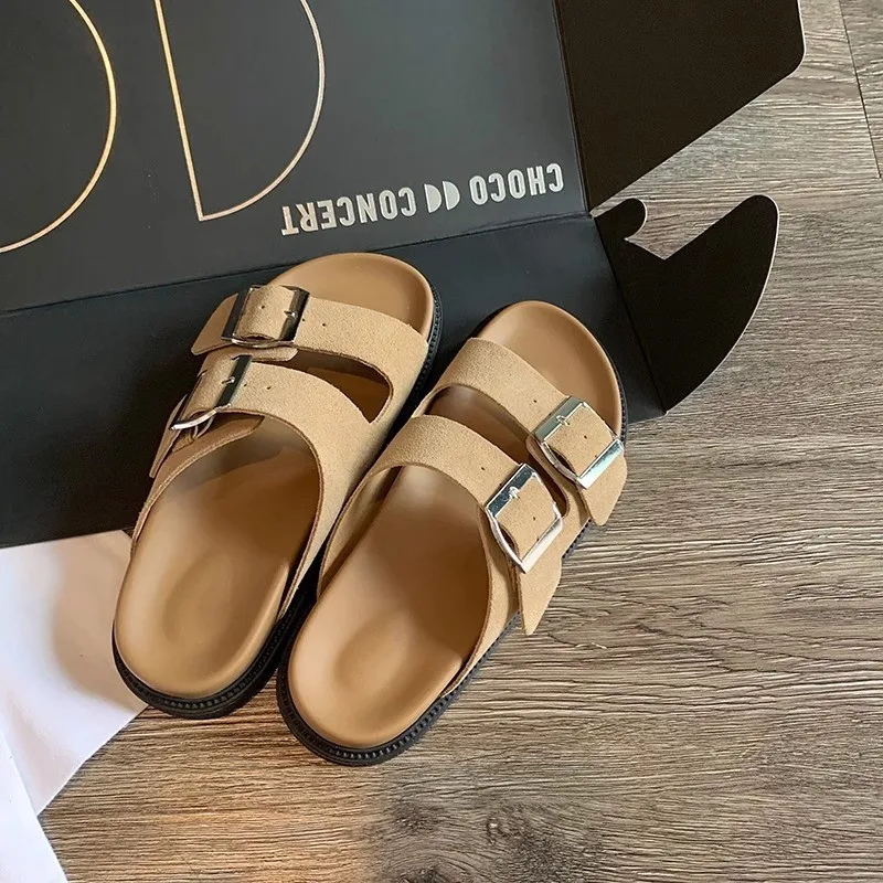 New Summer Women's Slippers Fashion Women Slipper Casual Beach Double Buckle Non-slip Flat Slides Women Shoes 2023 sandalias