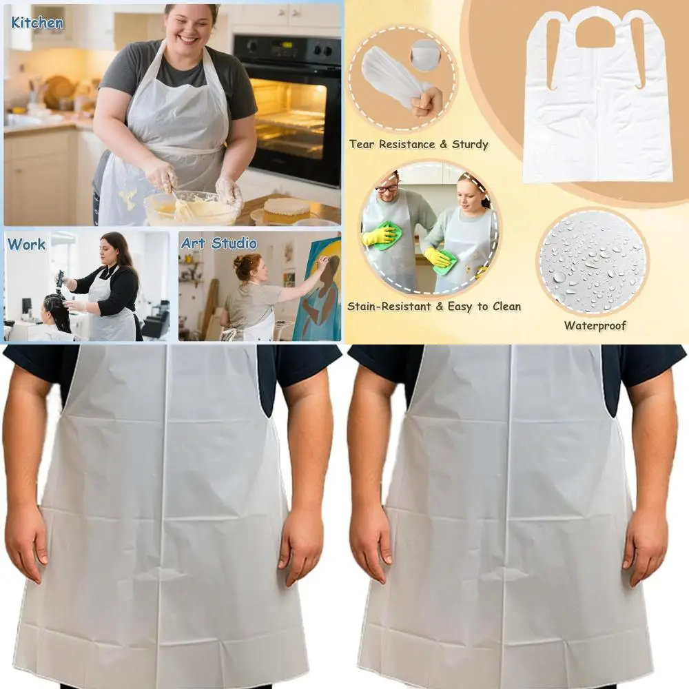 

Adult Disposable Full-Coverage Aprons - Plastic/Poly, Ideal for Painting, Picnics, and Medical Use