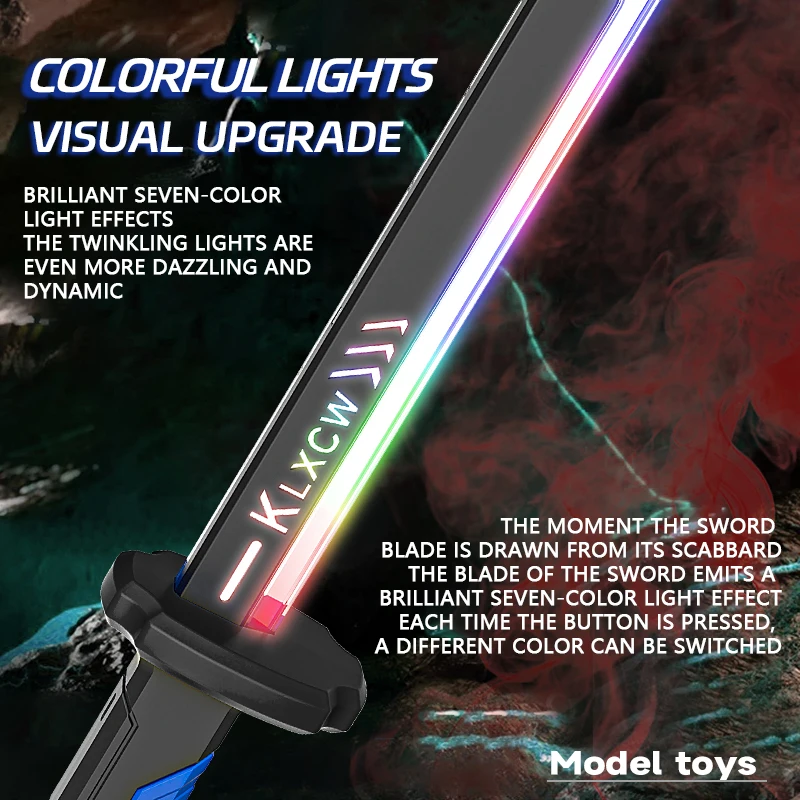 Brinquedo ao ar livre vapor espada brilhante multi-cor fumaça led luz cosplay streamer espada brilhante festa brinquedo interativo para crianças adulto