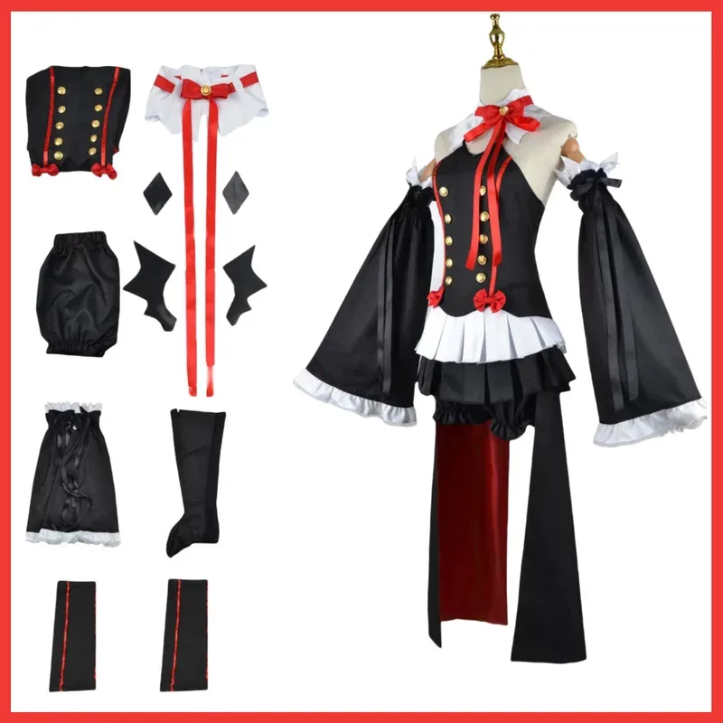 

COSda@Anime Seraph of The End Krul Tepes Cosplay Costume Vampire Black Off Shoulder Dress Wig Shoe Woman Sexy Halloween Christma