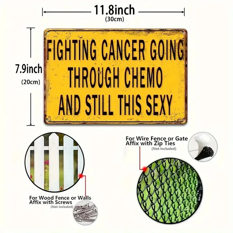 2D Flat 1pc Vintage Cancer Awareness Metal Aluminum Sign - Durable Aluminum Wall Decor with Mounting Hardware 12