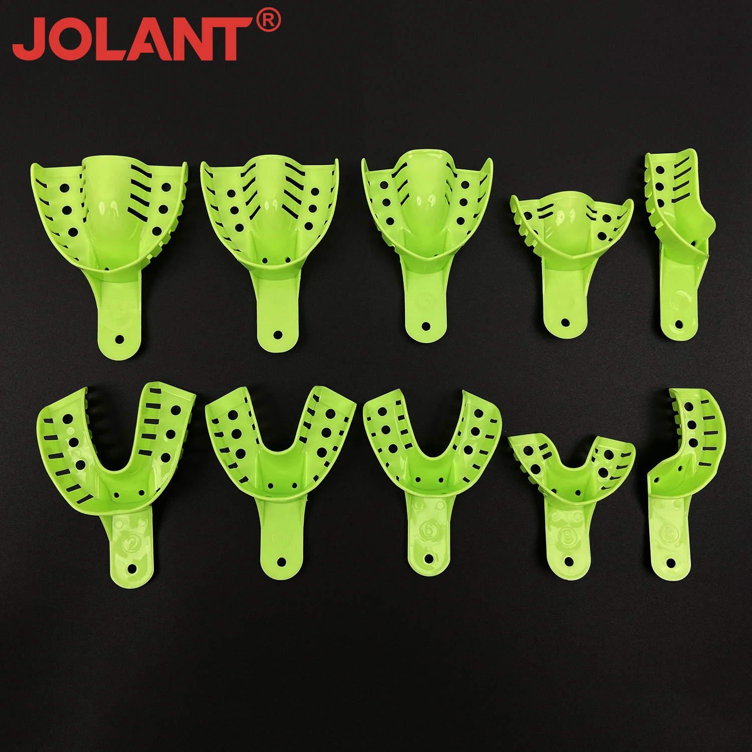 JOLANT-Plateaux d'Impression Dentaire en Plastique Perforé, Support à Dents Automobiles, Matériel de Clinique Dentiste pour Adulte et Enfant, 10 Pièces/Ensemble