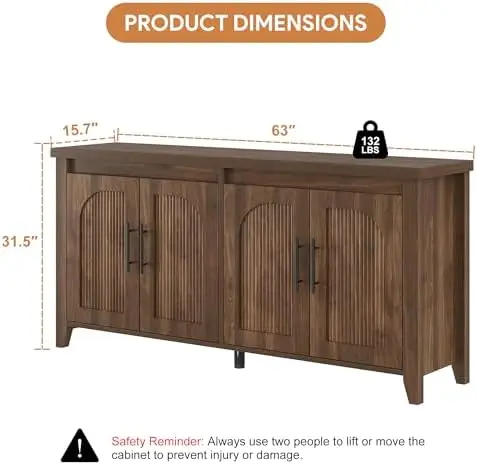 Modern Buffet Cabinet with Storage, 63
