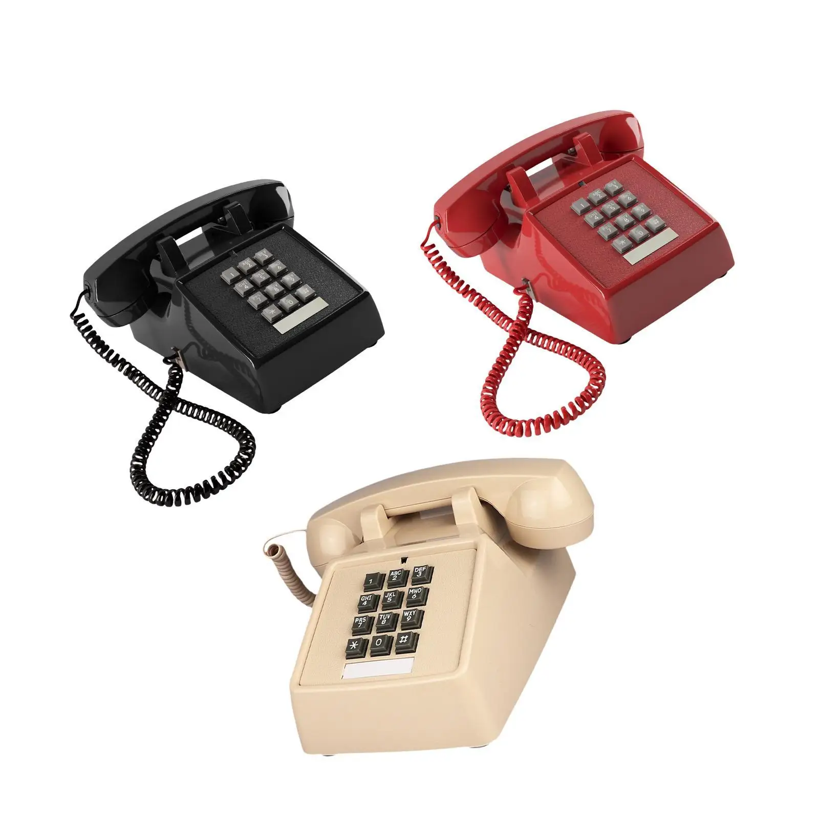 Corded Telephone Desktop Ornament Home Decor Corded Retro Design Phone for Wedding Cafe