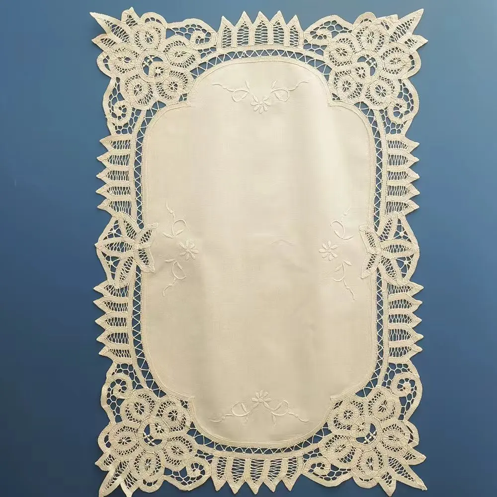 قطعتان من غطاء الدانتيل المطرز يدويًا من القطن الخالص، غطاء خلفي لمسند الذراع #5