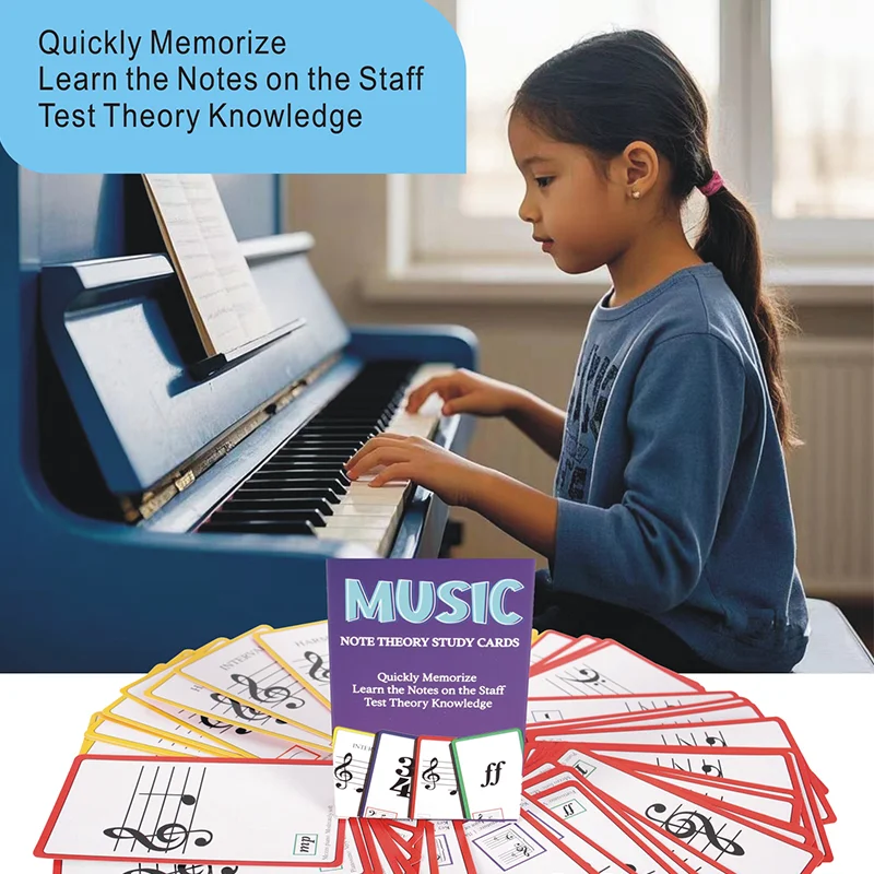 50 Music Study Flash Cards Basic Music Symbols,Staff Notation,Pitch and Syllable Names Education Cards for Beginners and Student