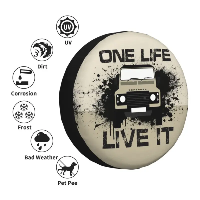 Custom One Life Live It Spare Wheel Tire Cover for Mitsubishi Pajero Jeep RV SUV 4WD 4x4 Vehicle Accessories 14\