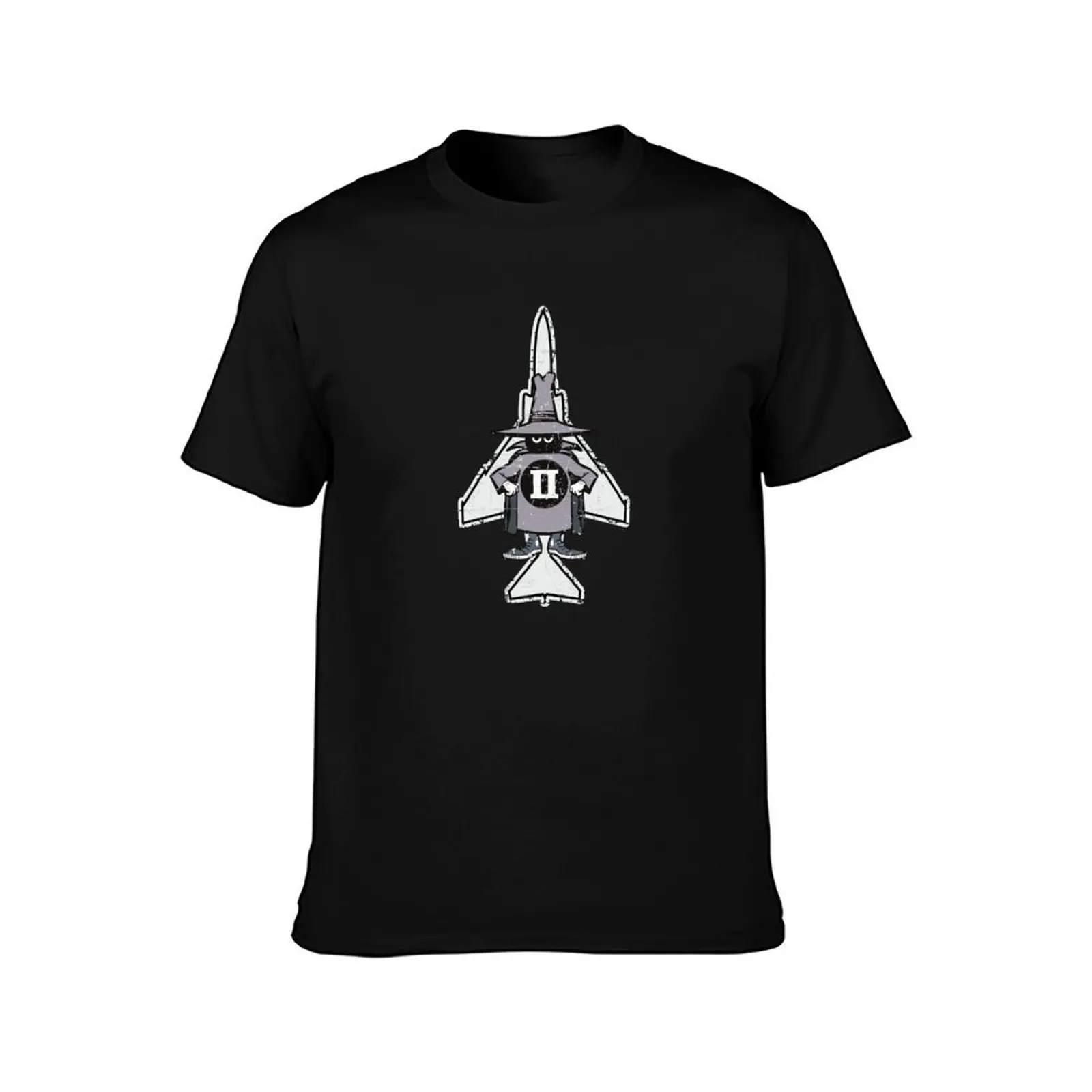 Spooky F-4 Phantom II Grey/Aircraft Silhouette - Grunge Style T-Shirt Everyday Wear Basic Short Sleeve Top T-Shirt