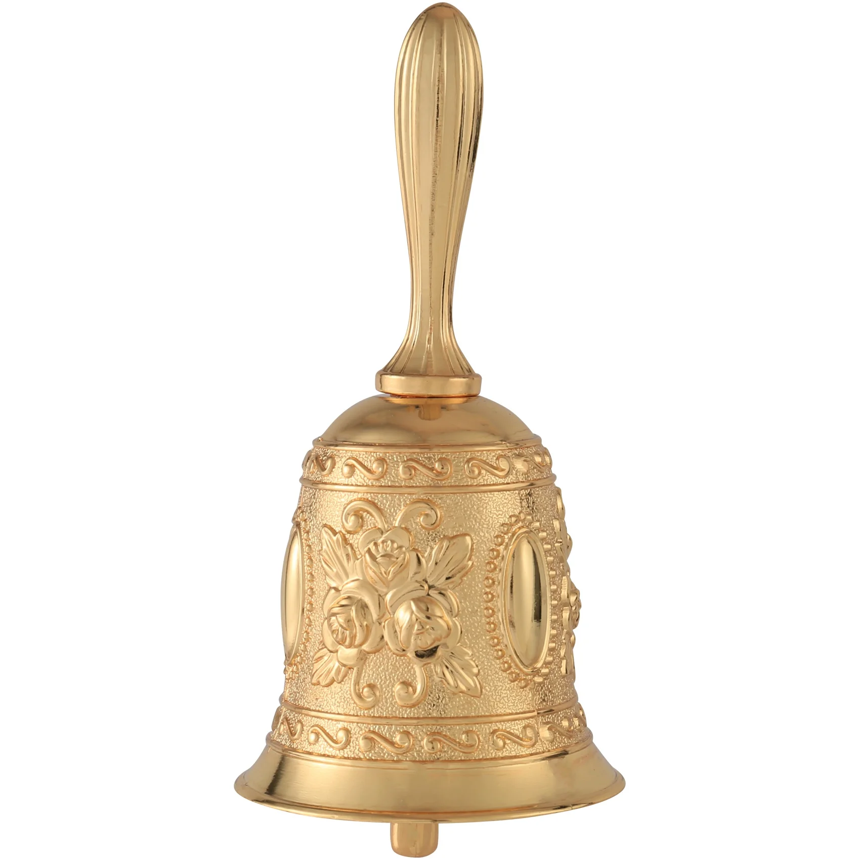 Ouro Metal Tone Hand Bell, Alarme De Anel, Segure De Mão, Chamada De Serviço, Chá, Jantar, Jogo, Natal