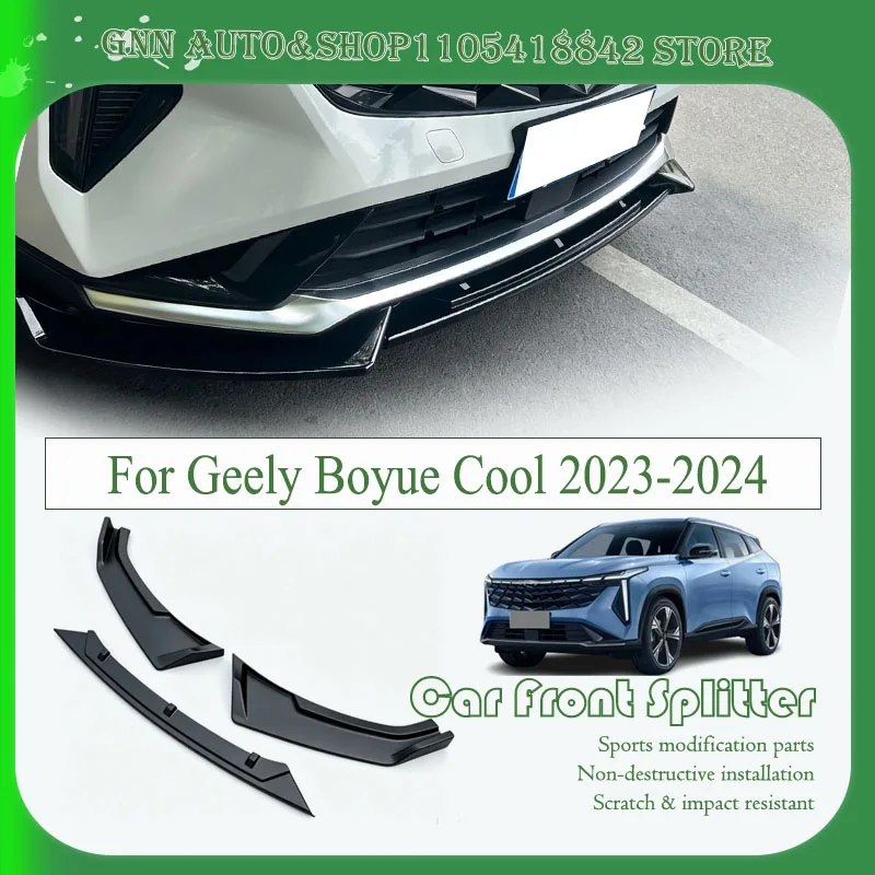Car Front Bumper Split Lip For Geely Boyue Cool G426 2023-2024 ABS Anti-collision Bumper Reinforcement Decoration Exterior Parts