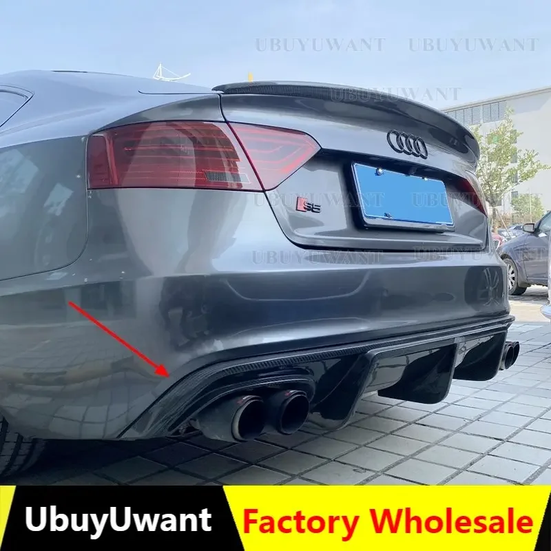 

Rear Bumper Diffuser Lip Spoiler For Audi A5 Sline S5 Coupe 2012-2016 Convertible Real Carbon fiber Non For A5 Standard