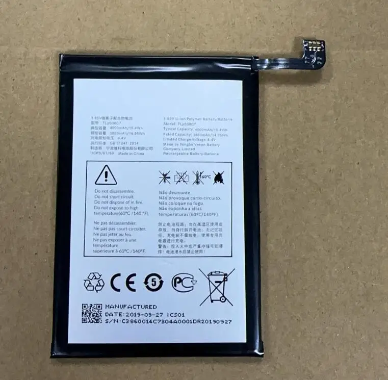 New 4000mAh TLp038C7 TLp038C1 Battery For Alcatel 3x (2019) 2019 5048 5048A 5048Y 5048I 5048U Cell Phone