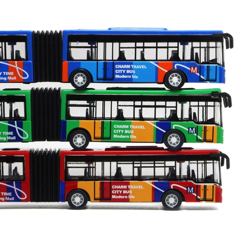 77HD 7.28x1.18in Educational Table Portable Pull Back Bus Toy Die Cast Bus Set