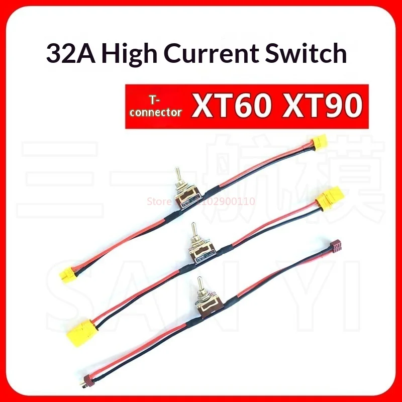 32a High Current Toggle Switch With T Plug Xt60 Xt90 Connectors 14# Silicone Wire For Rc Model Aircraft Car Boat Lithium Battery