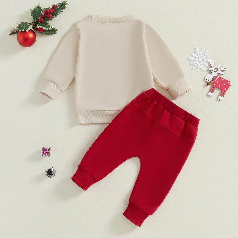 2024-08-14 Lioraitiin Toddler Baby Boys Girls Christmas utfits Long Sleeve Embroidery Sweatshirt Pants Set Winter Xmas Clothes