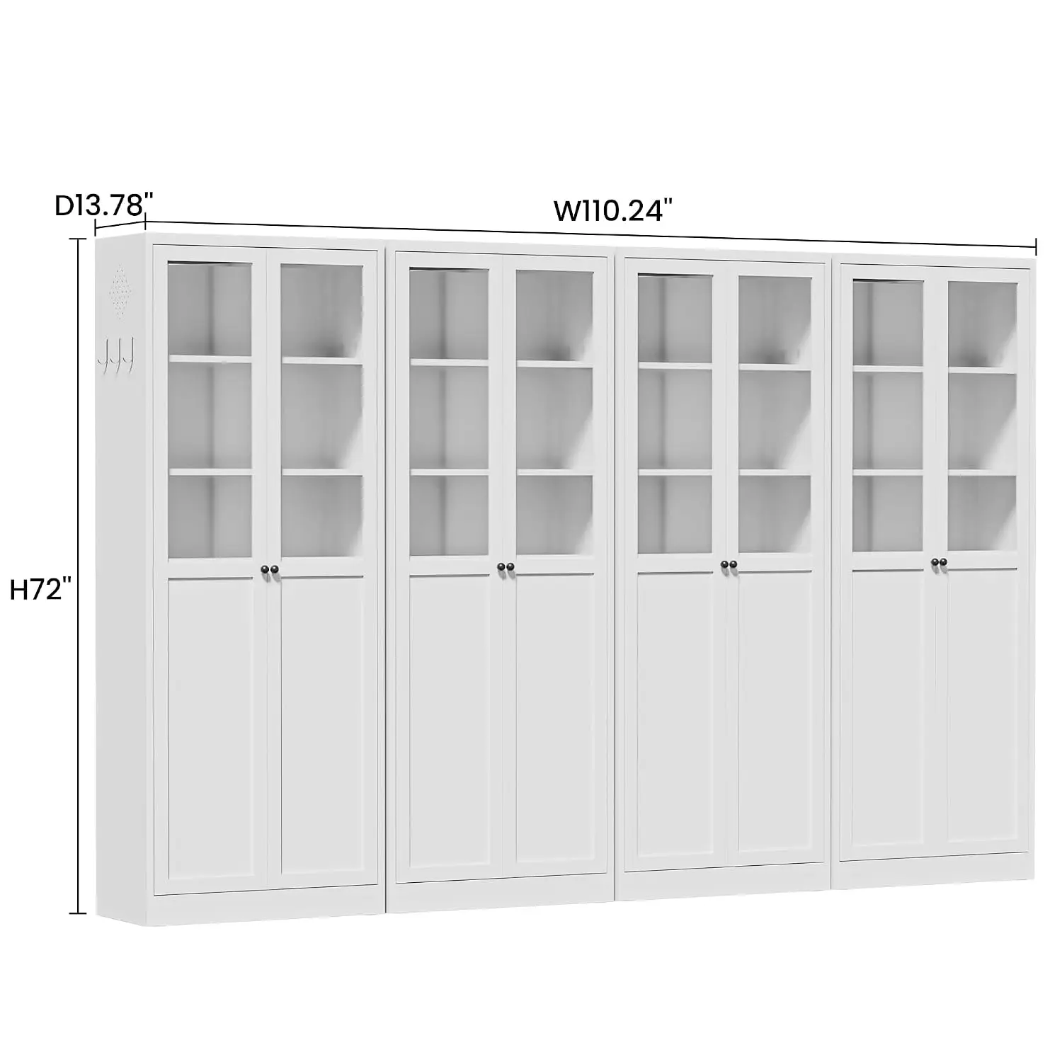 4-Piece Modern Metal Sideboard & Pantry Set, Built-in Cabinets for Living Room Kitchen, Adjustable Shelves, White, Customized