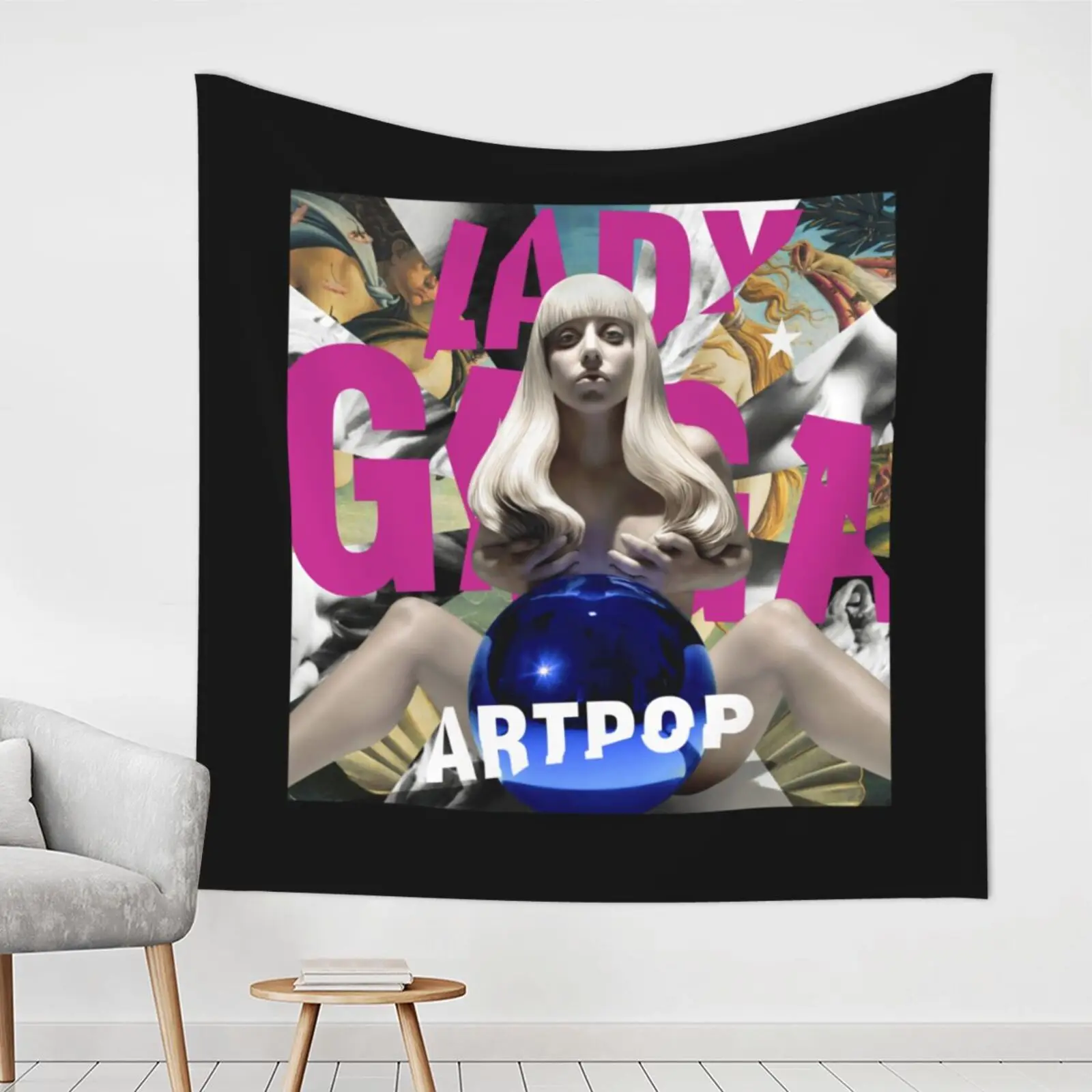 Lady Gaga Black Artpop Concert Tapestry Wall Hanging Mandala Macrame Indie Room Decor Interior Korean