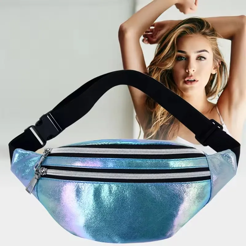 1Pc New Hot Selling Holographic Fanny Pack Waterproof Portable Hiking Cycling Running Belt Waist Bag for Girls Women