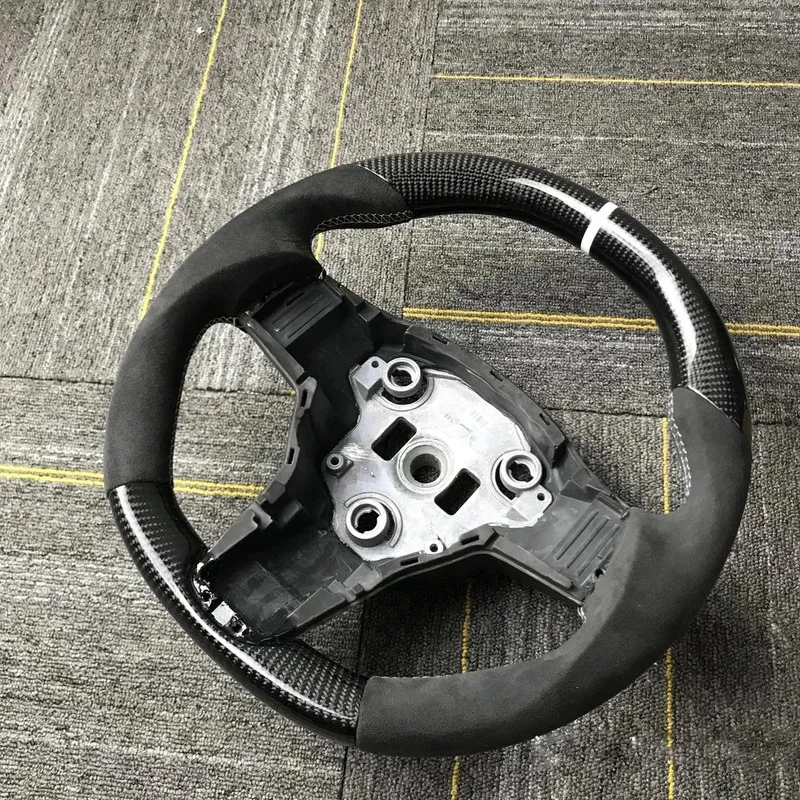 

Black Carbon Fiber Steering Wheel Fit For 2017-2020 Model 3 Model Y Car Custom Stylish Cover Trim