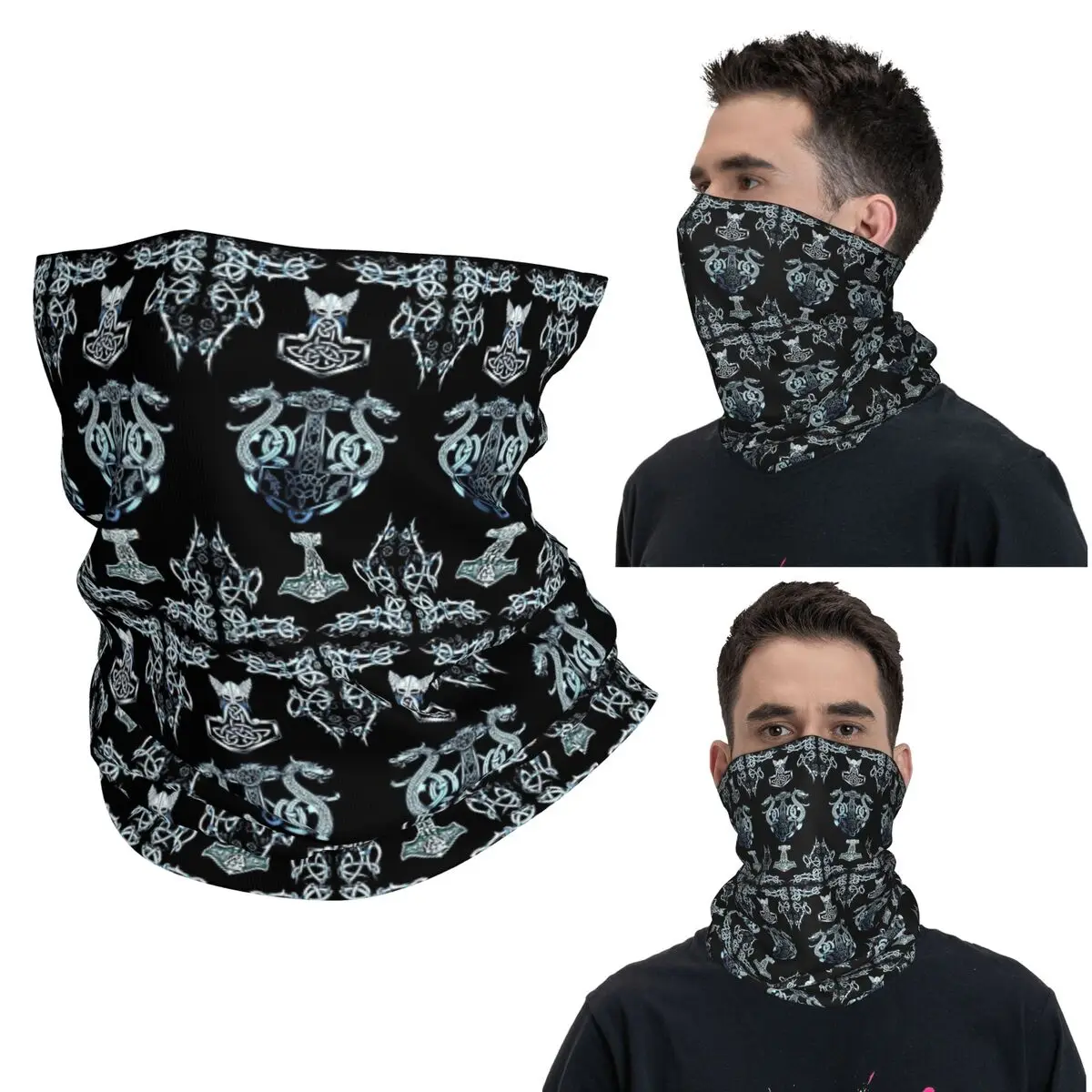 

Valknut символ и руны на дереве, скандинавский викинг Одина, бандана на шею, маска с принтом, шарф, теплый велосипедный шарф, унисекс для взрослых