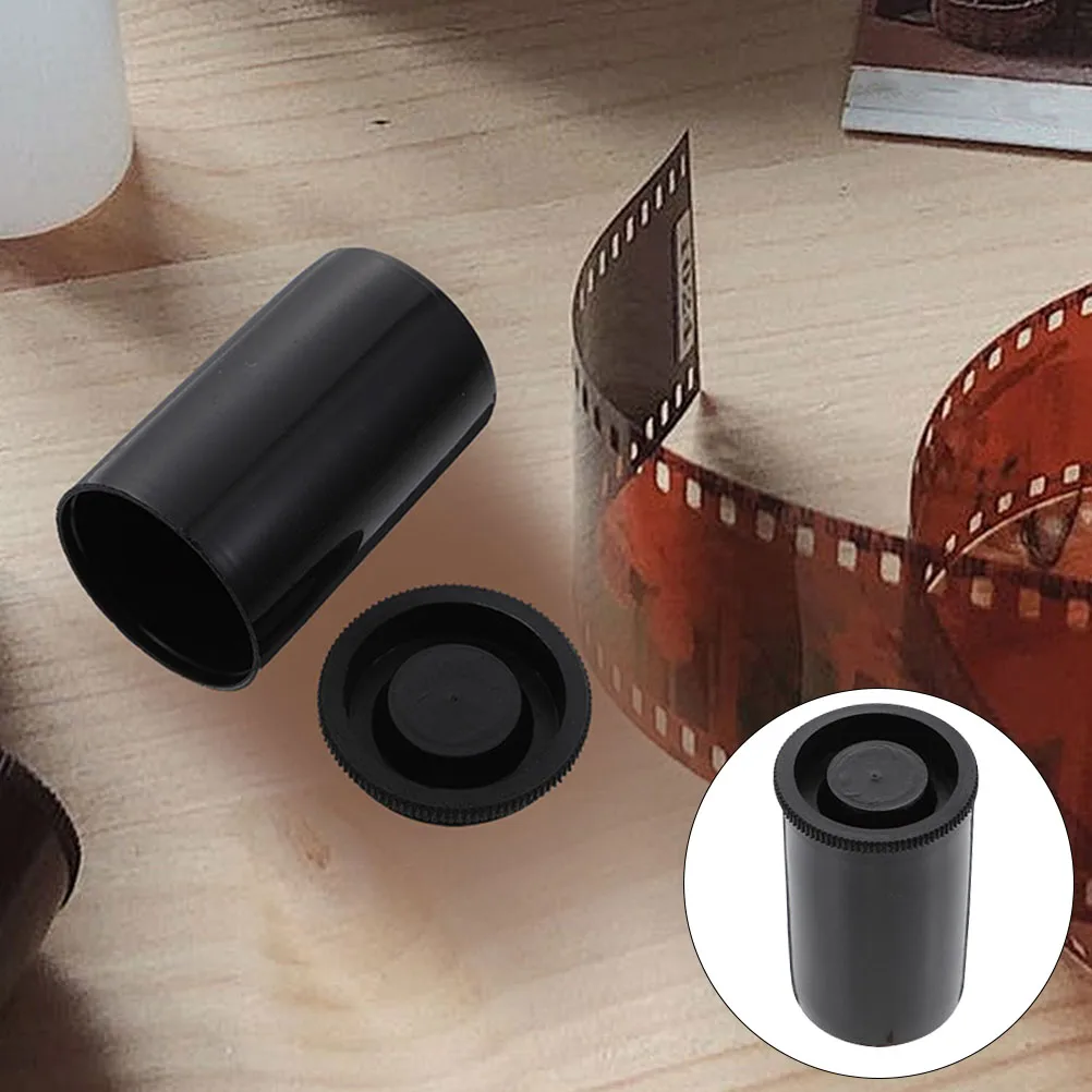 

50pcs Film Canisters Black Cylindrical Boxes with Lids for Camera Film Storage Reusable Containers Protective Tubes