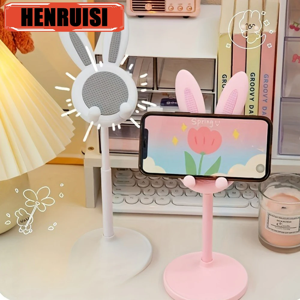 

Cell Phone Stand Cute Cartoon Bunny Desktop Mobile Phone Holder Universal Adjustable Telescopic Lifting Lazy Bracket