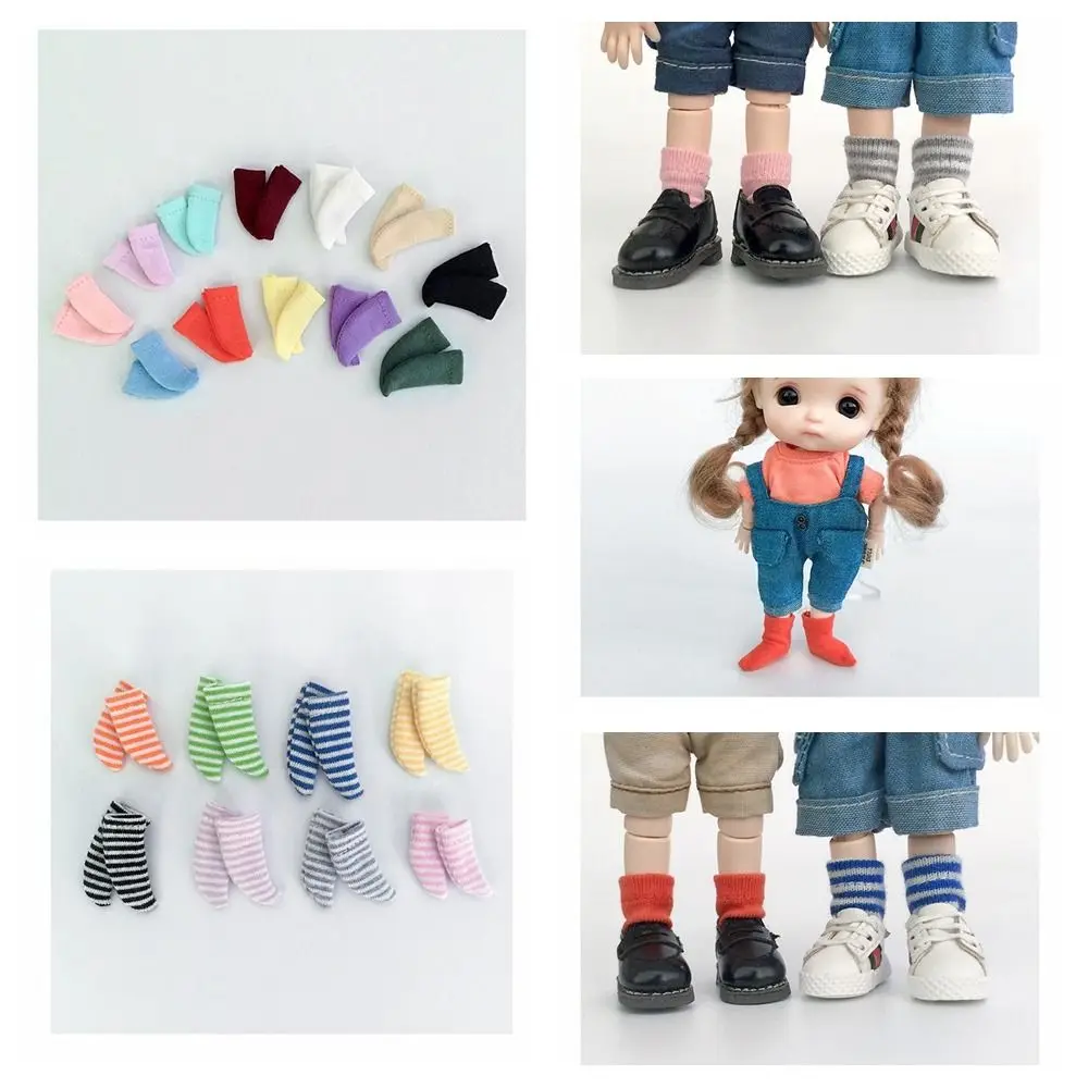 Calcetines cortos de algodón para muñeca, medias de varios colores, a rayas, juguetes para niños, Ob11, BJD, 1/12