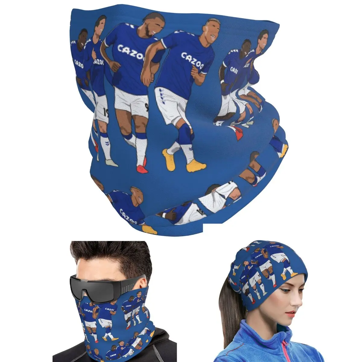 Everton Goal Celebration Richarlison Calvert Lewin Rodriguez Bandana Neck Cover Printed Wrap Scarf Multifunction Headband