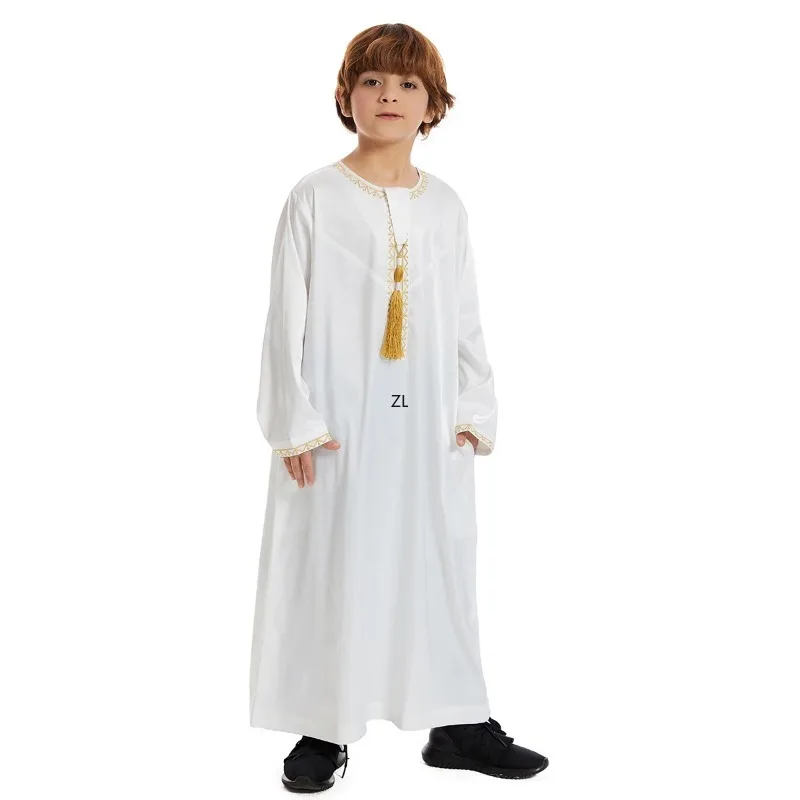 Vestido de Ramadán Eid musulmán para niños, Túnica islámica árabe, manga larga, Jubba, Thobe, Abaya, Dubai, Arabia Saudita, ropa para niños, caftán de Turquía