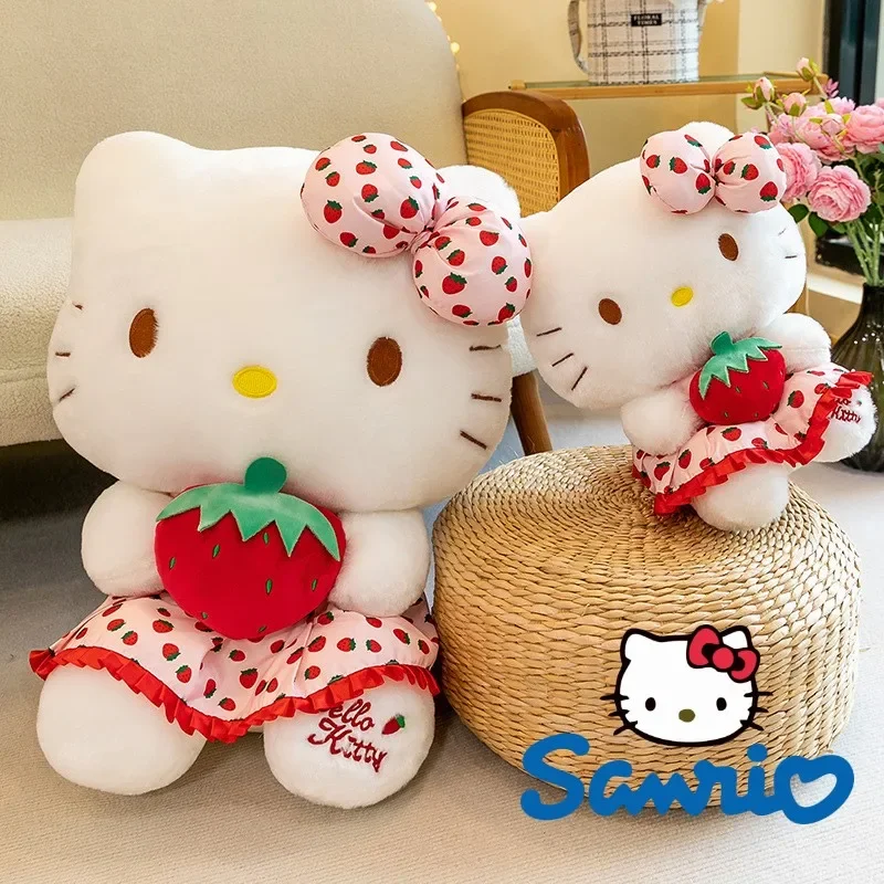 

Sanrio Kawaii Hello Kitty плюшевая игрушка клубника КТ Кот плюшевая кукла девочка украшение комнаты мягкая подушка для сна Детский Рождественский подарок