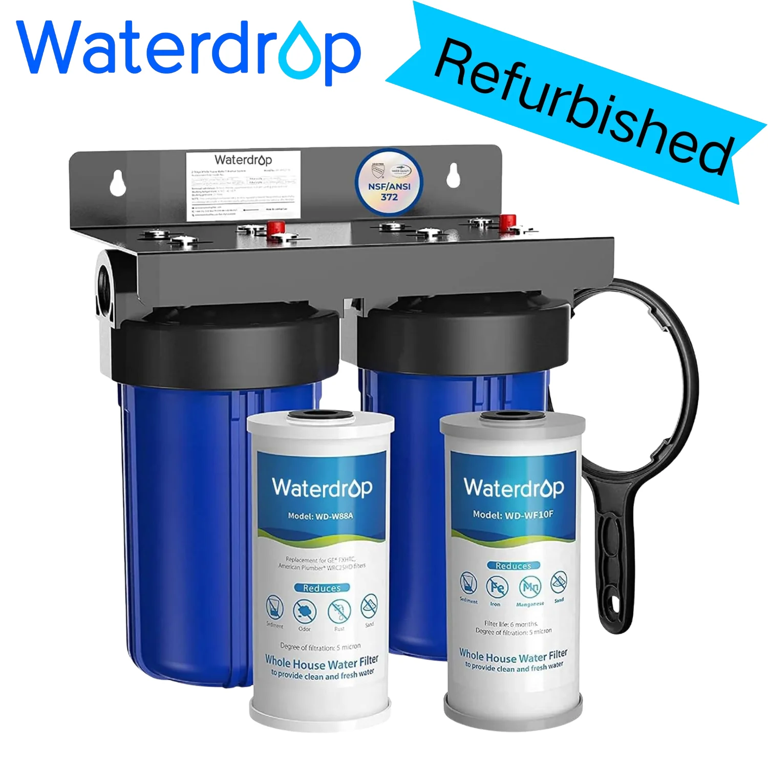 

Система фильтрации воды для всего дома Waterdrop, уменьшающая содержание железа и марганца, с угольными и осадочными фильтрами (восстановленная)