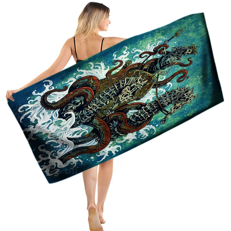 Skeleton Demon Gothic Art Devil Spirit Board Neptune Sea Horse Quick Drying Towel By Ho Me Lili Fit For Fitness Swimming Etc