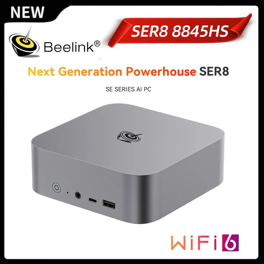 

Beelink Mini PC SER8 Desktop Gaming Computer SER Powerful AI PC AMD Ryzen 7 8845HS 32GB DDR5 1TB NVME PCIe4.0 SSD 2.5Gbps USB4