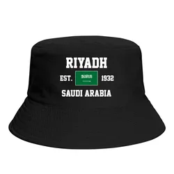 Bucket Hats Saudi Arabia EST.1932 Riyadh Emblem Flag Sun Shade Cool Outdoor Summer Fisherman Caps Fishing Hat