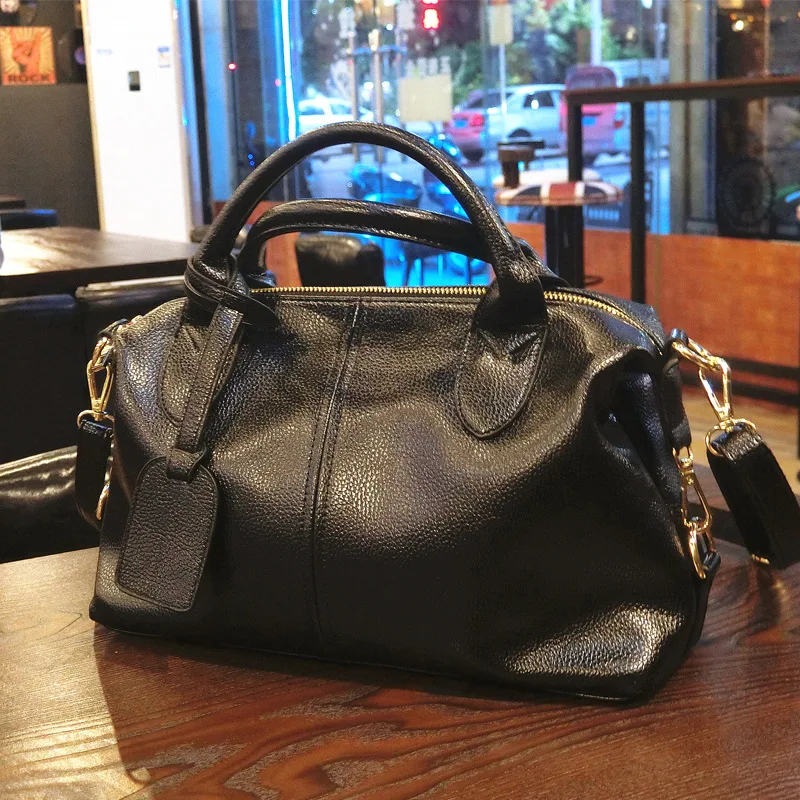 Soft leather handbags all-match temperament Boston bag  autumn and winter new fashion bag women's shoulder messenger bag