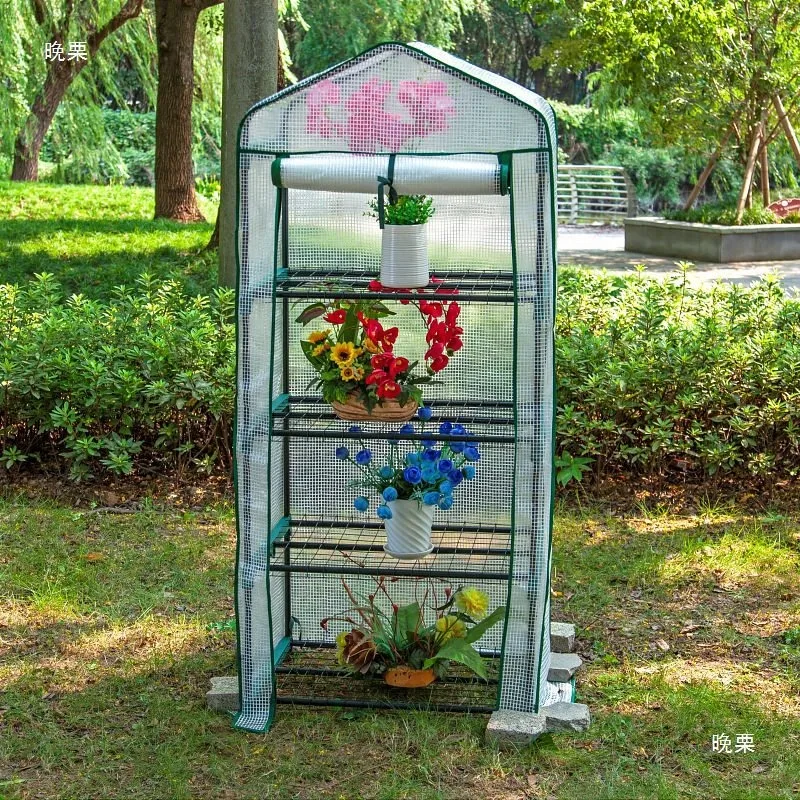 Mini Greenhouse 3/4 Tier Outdoor Indoor Balcony Seedling Grow Tent Succulent Plant Shelf Anti-frost Tent for Small Plant