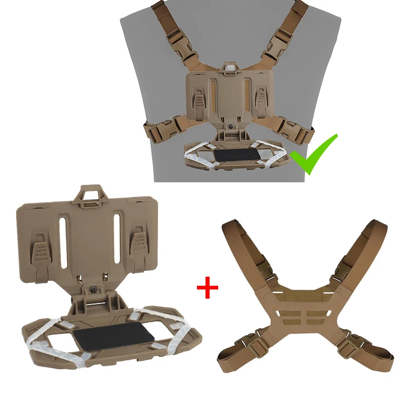 Tactical Admin Phone Platform Molle Cell Phone Holder Carrier Phone Mount with H Harness Strap Shoulder Harness for Screen Size