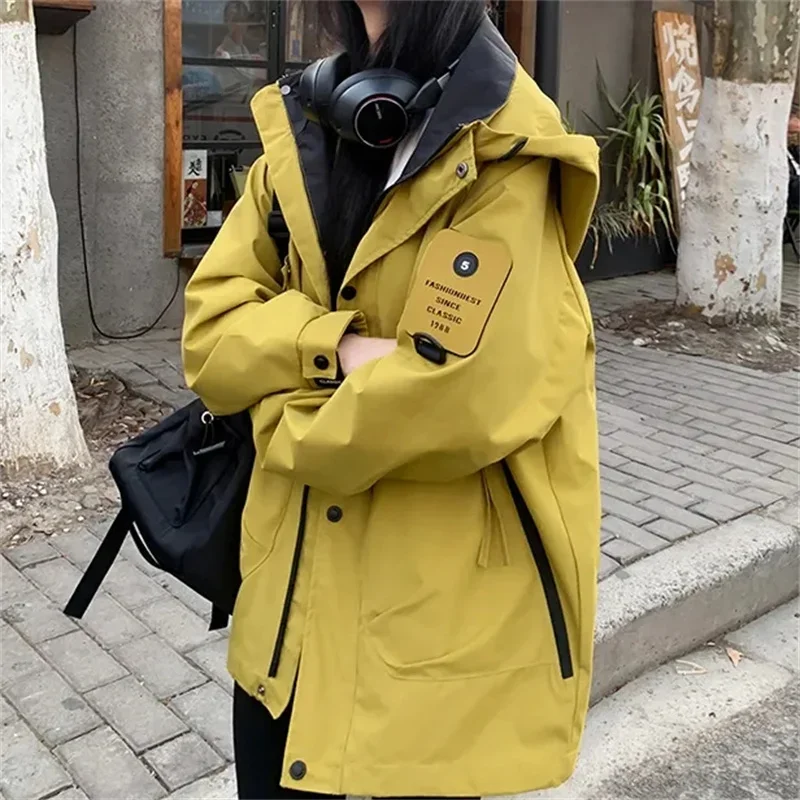 الكورية الترفيه مقنعين سترة ربيع الخريف الإناث سستة Stormtrooper معاطف 2025 الرجال النساء موضة سترة واقية في الهواء الطلق أبلى