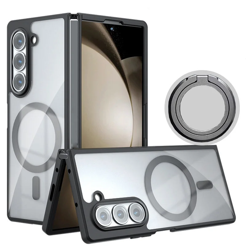 Compatible for Samsung Galaxy Z Fold 7 Case with Built-in Magnets, Lens Protection, Shockproof Matte TPU+PC 2-in-1 Cover