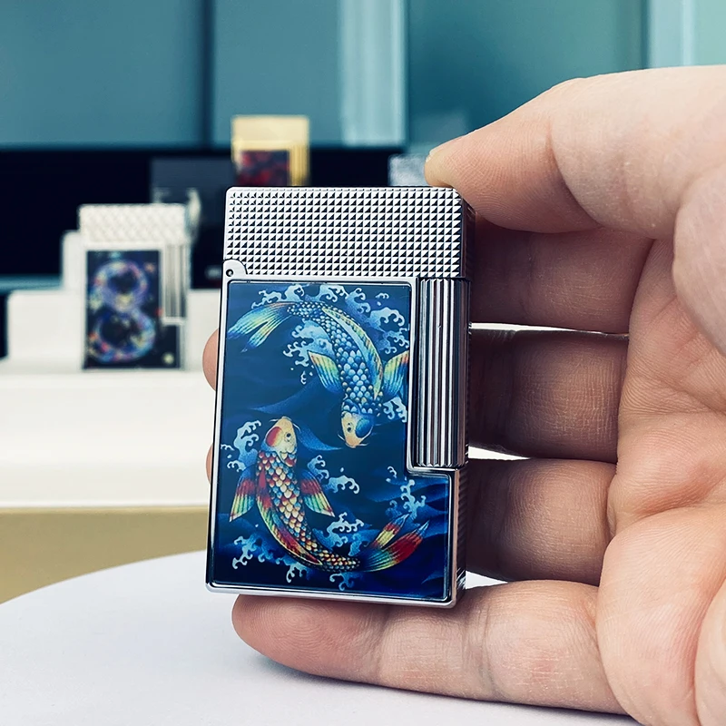 New commemorative edition single and double flame luxury lighter Ping Sound natural paint cigarette smoking butane lighter 11803