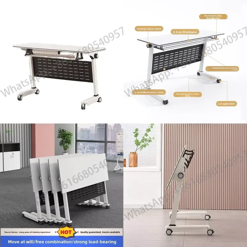 Folding Training Conference Table Mobile Desk School Chair Set Educational Institution Modular Long Steel Table Office