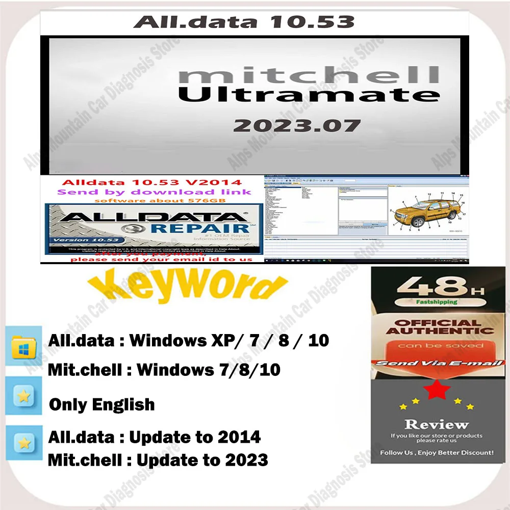 

Alldata 10.53 + MITCHell ULTRAMATE 2023.07 COMPLETE ADVANCED ESTIMATING SYSTEM+Patch for never expire+Can installed indefinitely