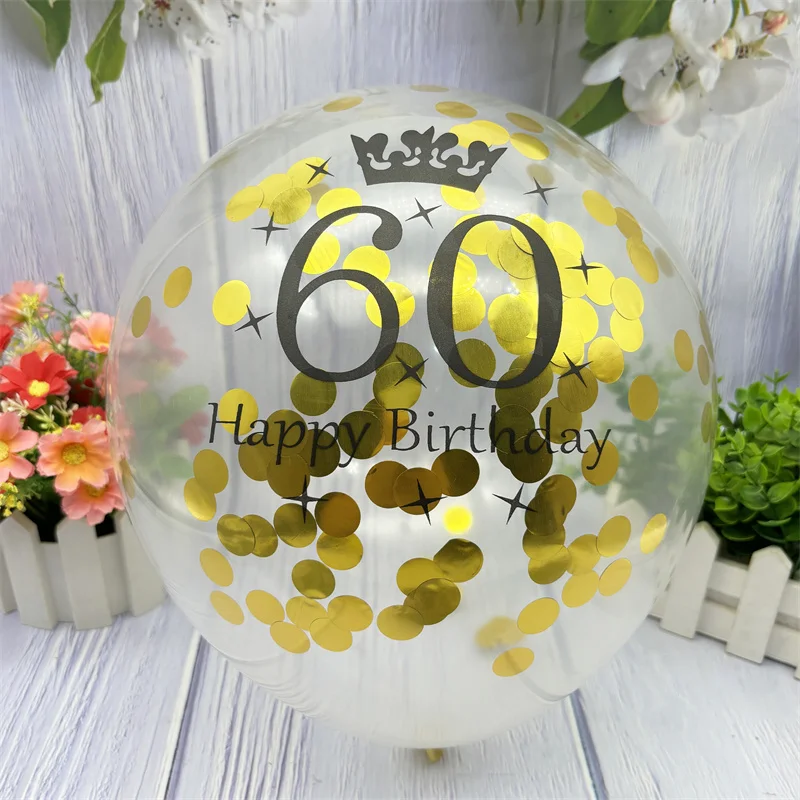 

10Pcs Gold 30 40 50 60 Year Confetti Balloons Happy Birthday Party Decor Adult 30th 40th Birthday Balloon Anniversary Supplies